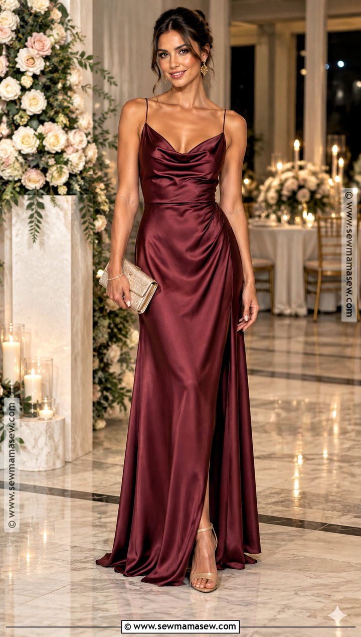 Wine Cowl Neck Maid of Honor Dress - 20 fall maid of honor dresses
