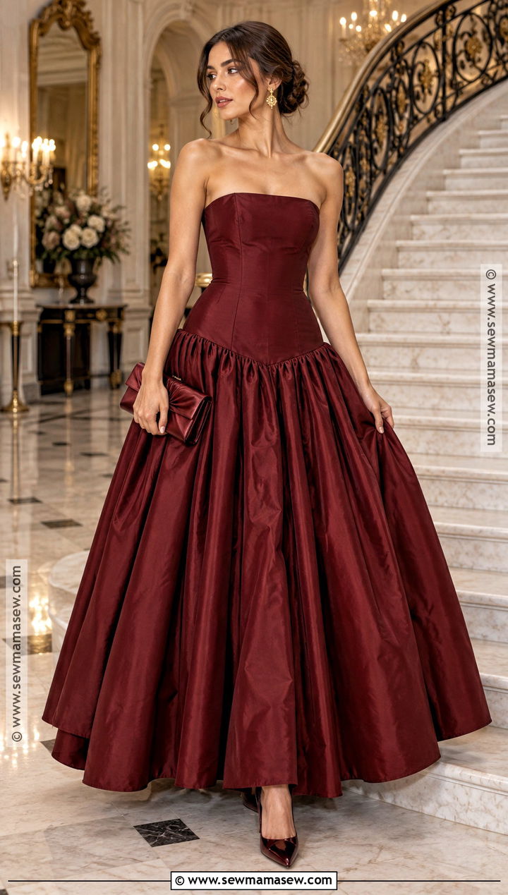 Wine Drop Waist Autumn Ball Gown - 20 Autumn Ball Gown Ideas