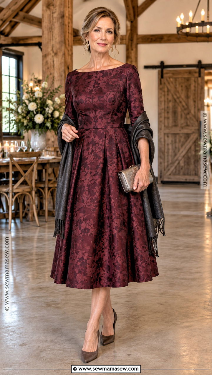 Wine Jacquard Mother Of The Bride Dress - 25 fall mother of the bride dresses rustic