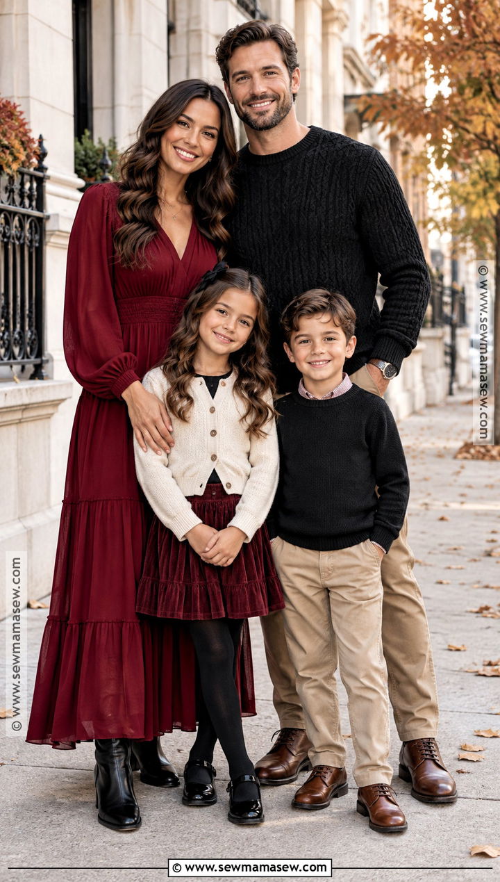 Wine Red And Black Family Outfit - 15 fall family pictures outfits wine red