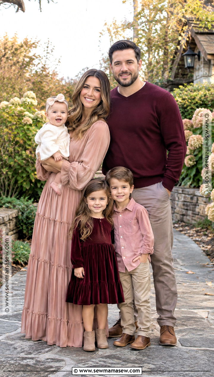 Wine Red And Blush Family Outfit - 15 fall family pictures outfits wine red