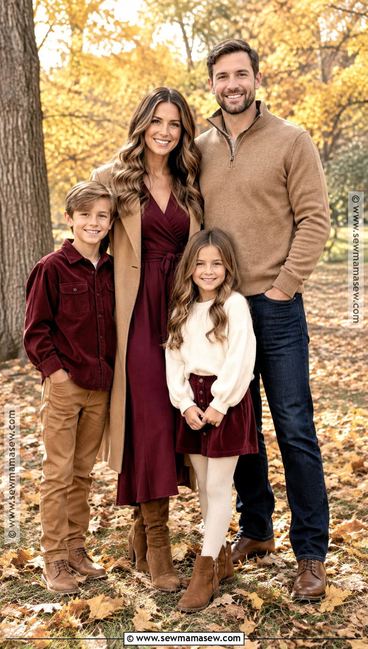 Wine Red And Camel Family Outfit - 15 fall family pictures outfits wine red