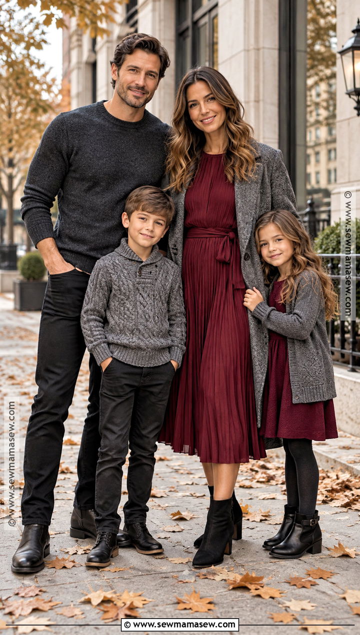 Wine Red And Charcoal Family Outfit - 15 fall family pictures outfits wine red