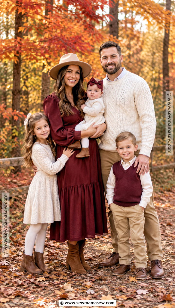 Wine Red And Cream Family Outfit - 15 fall family pictures outfits wine red