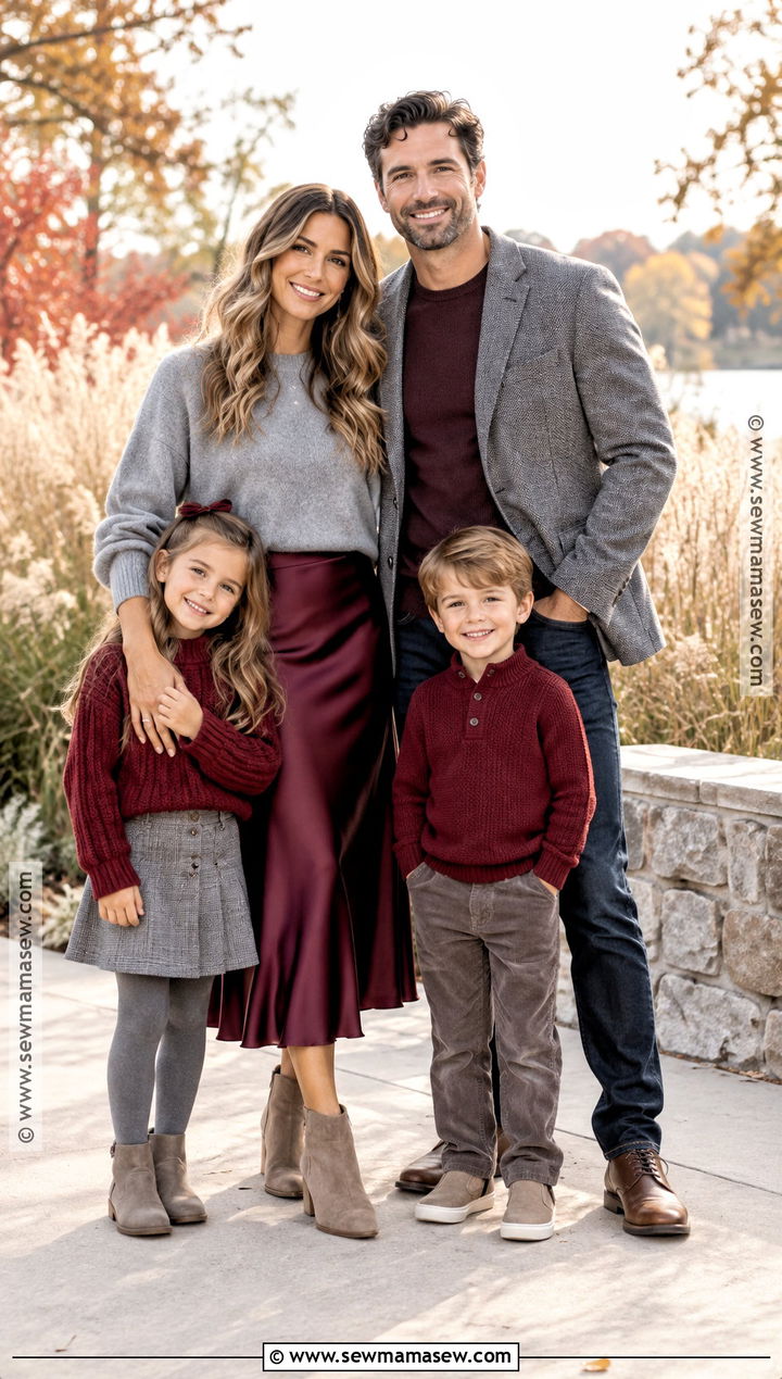 Wine Red And Gray Family Outfit - 15 fall family pictures outfits wine red