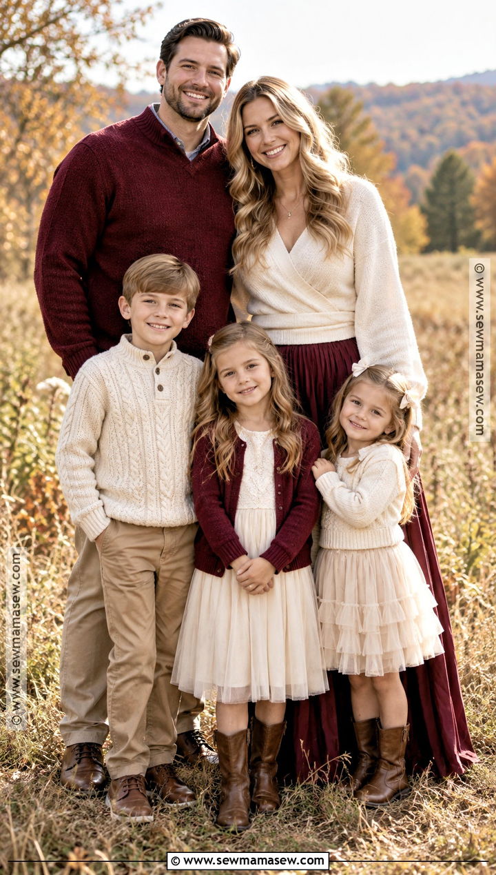 Wine Red And Ivory Family Outfit - 15 fall family pictures outfits wine red