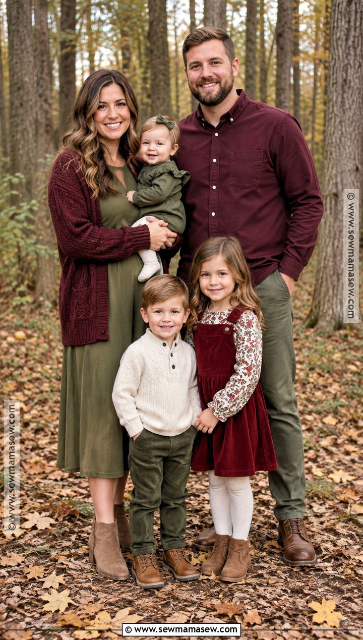 Wine Red And Olive Family Outfit - 15 fall family pictures outfits wine red