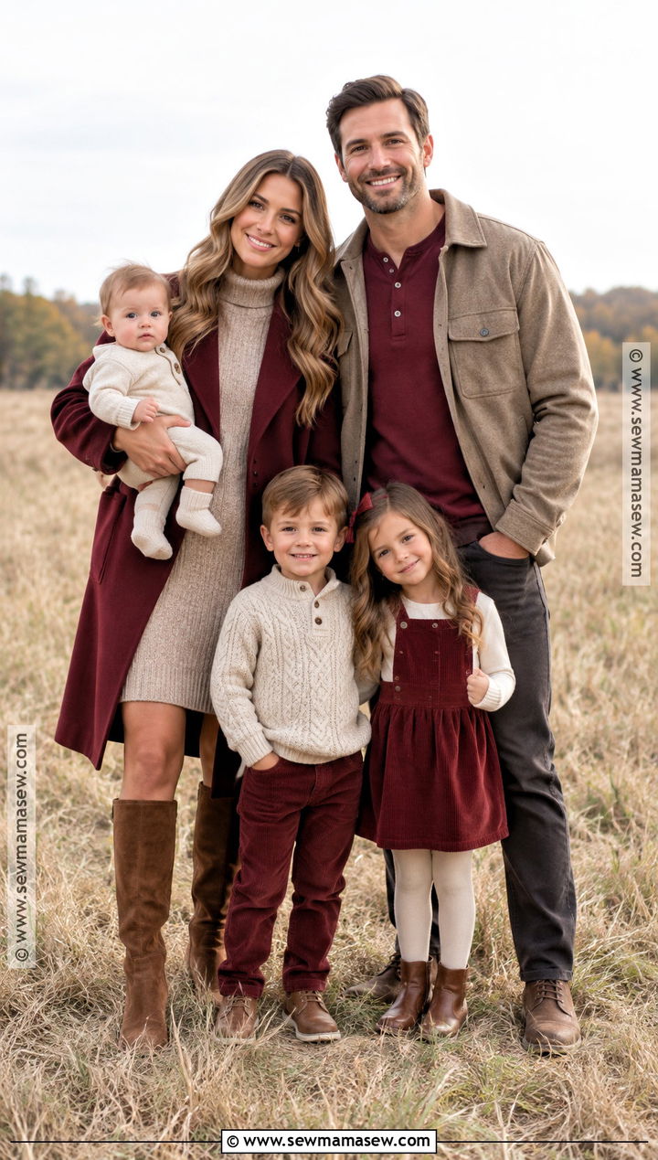 Wine Red And Taupe Family Outfit - 15 fall family pictures outfits wine red