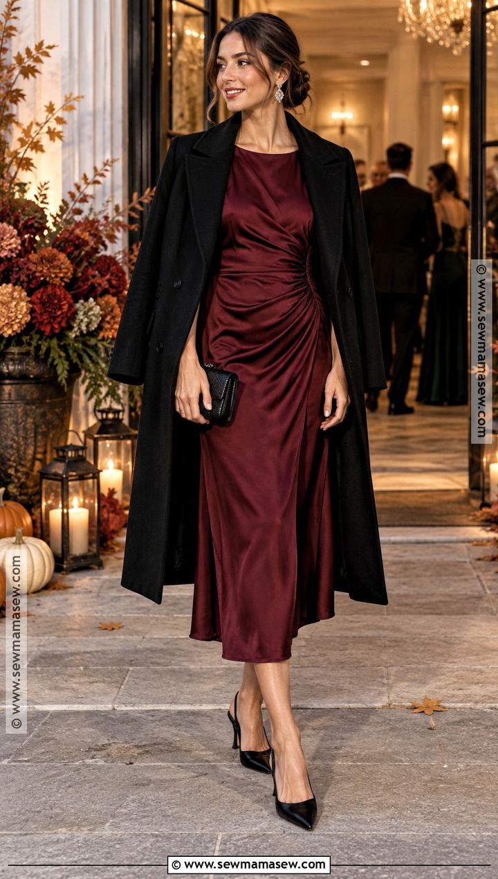 Wine Red Fall Wedding Guest Dress - 20 fall color dresses for wedding guest