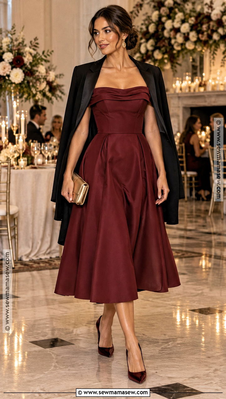 Wine Red Off Shoulder October Wedding Guest Dress - 20 october wedding dresses guest