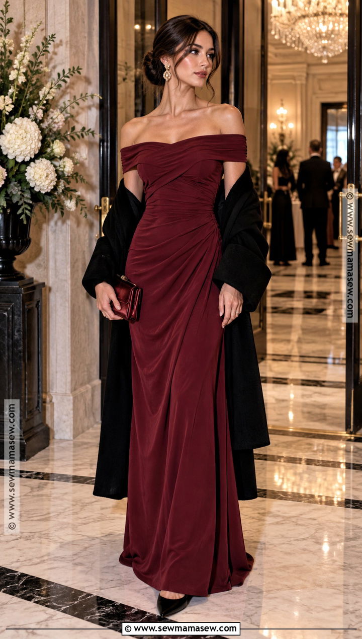 Wine Red Off Shoulder Wedding Guest Dress - 15 Guest Of Wedding Dress Fall Ideas