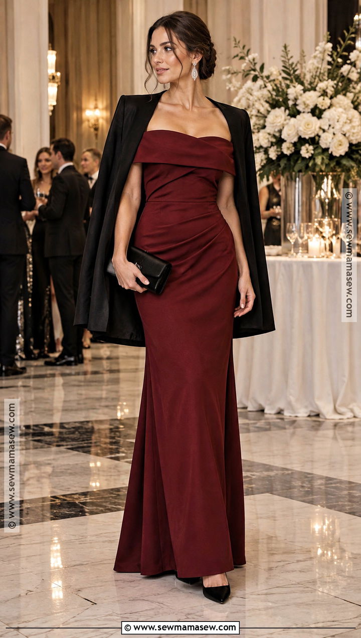Wine Red Off the Shoulder Wedding Guest Dress - 20 wedding dresses guest fall