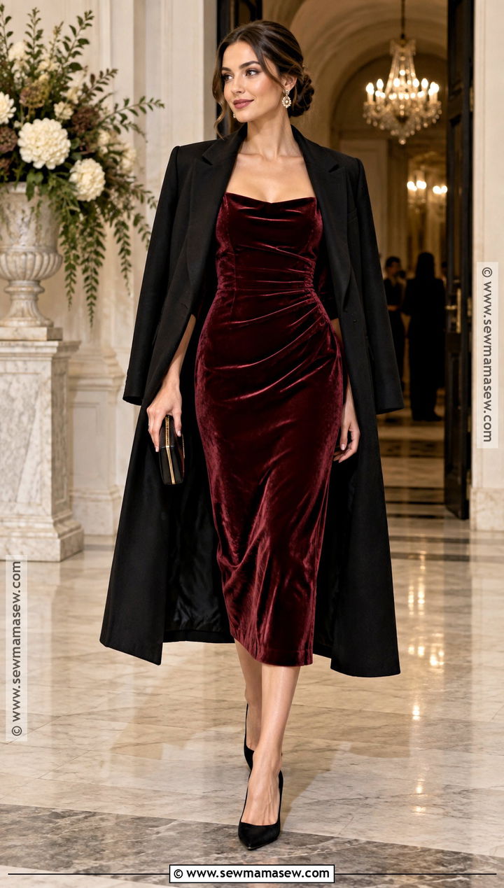 Wine Red Velvet Autumn Wedding Guest Dress - 25 autumn dresses wedding guest