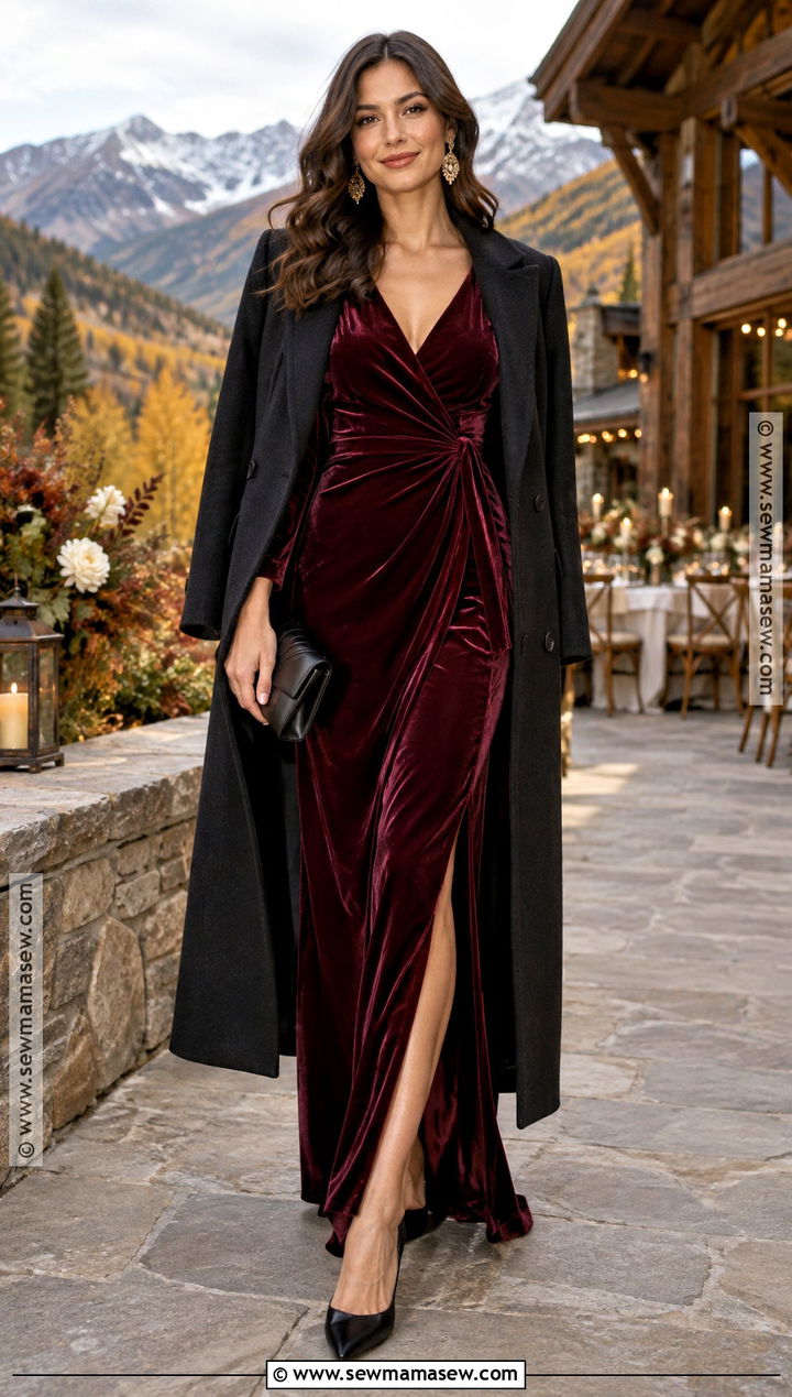 Wine Velvet Fall Wedding Guest Dress - 25 fall wedding guest dress october ideas