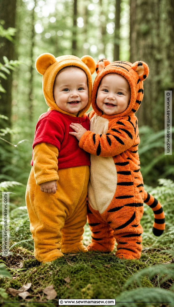 Winnie The Pooh And Tigger Twin Baby Costume - 30 twin halloween costumes for babies