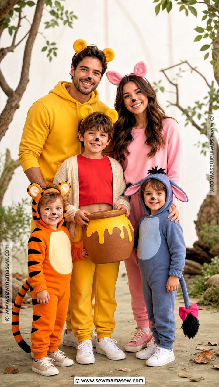 Winnie The Pooh Family Costume - 50 family halloween costumes