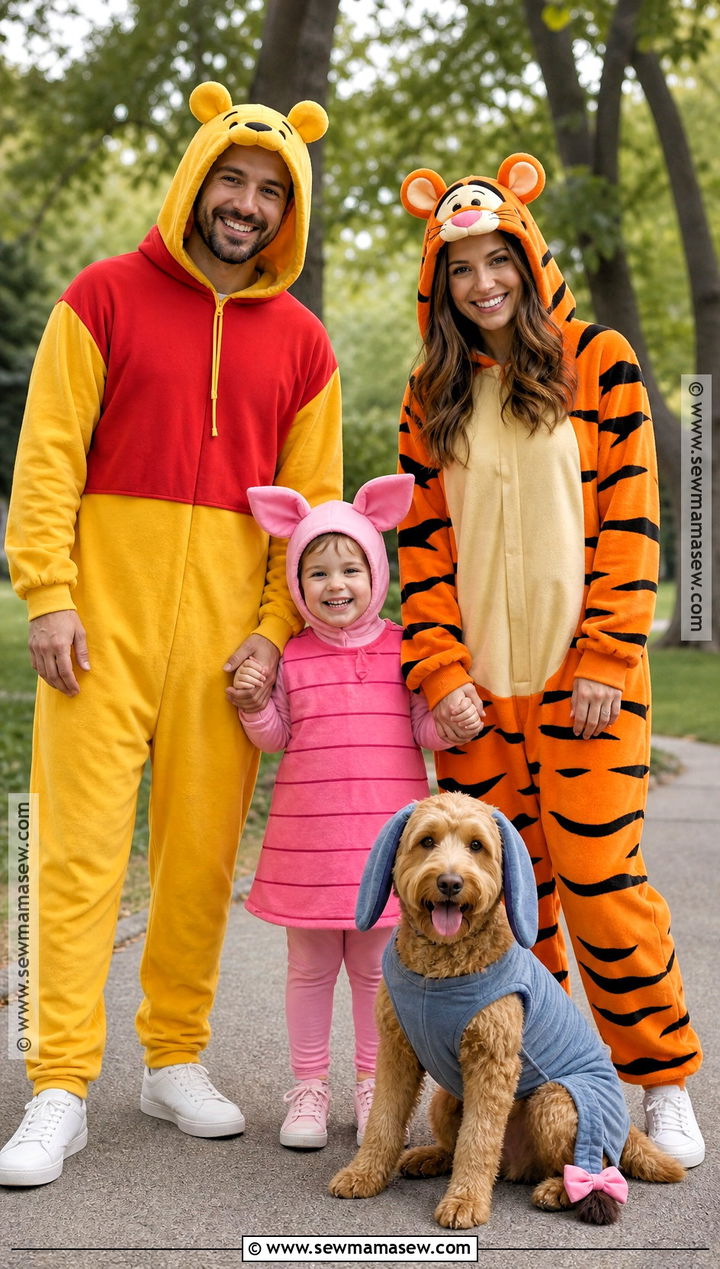 Winnie The Pooh Family Costume With Dog - 30 winnie the pooh family costumes