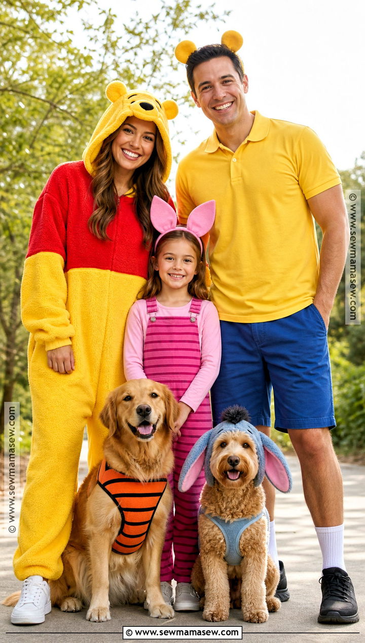 Winnie The Pooh Family Costume With Two Pets - 30 winnie the pooh family costumes