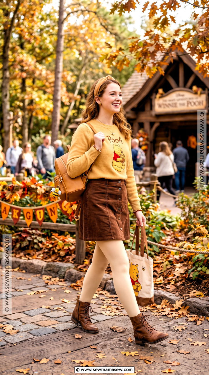 Winnie The Pooh Sweater And Corduroy Skirt - 15 thanksgiving disney outfits
