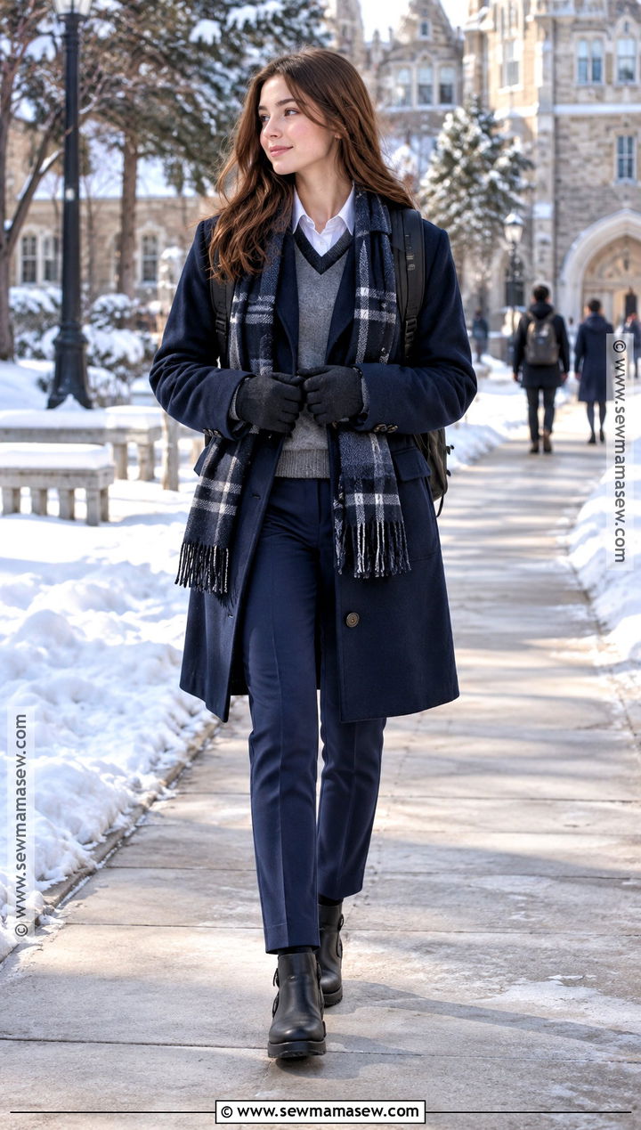 Winter Coat And Uniform Trousers Outfit - 15 back to school outfits with uniform
