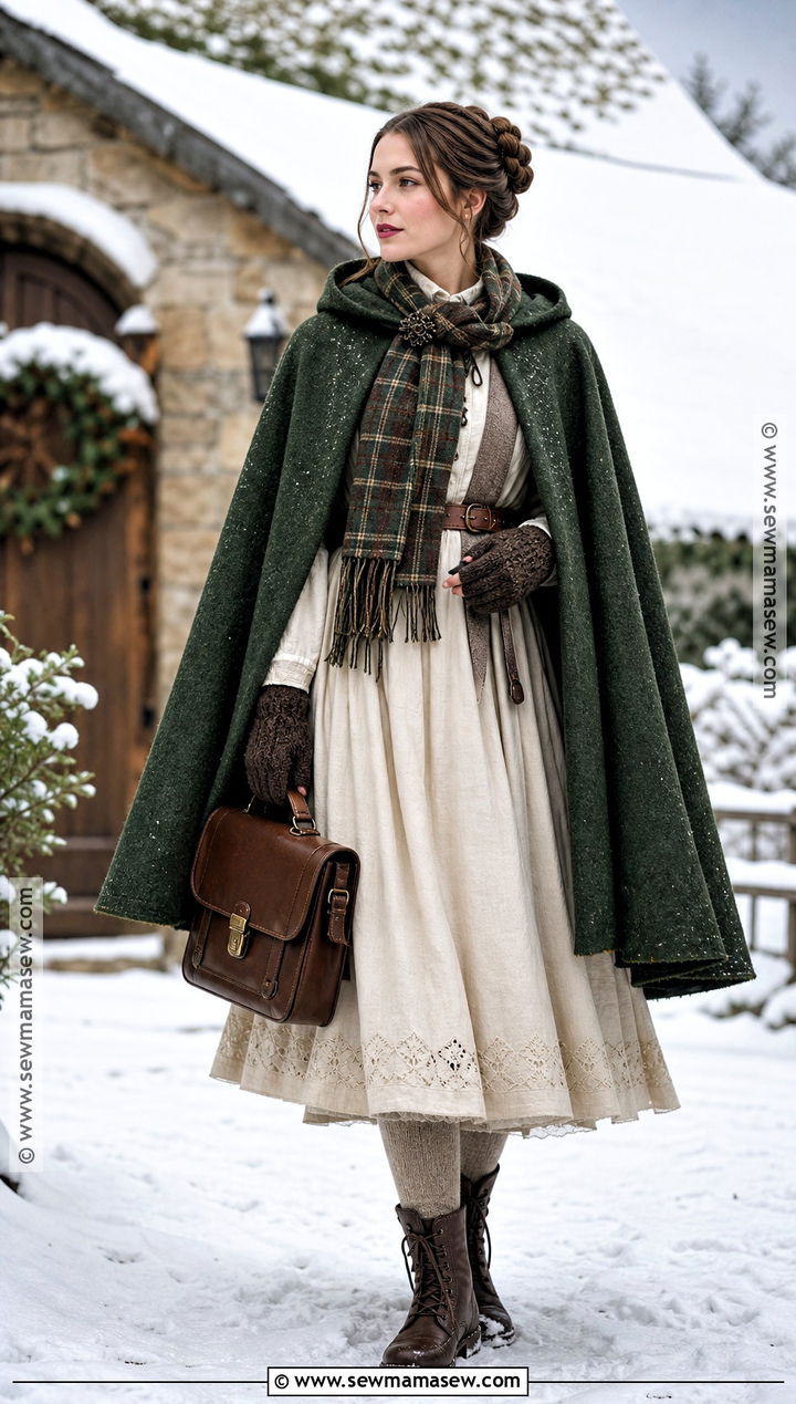 Winter Cottagecore Witch Outfit With Wool Cape - 30 cottagecore witch outfit ideas