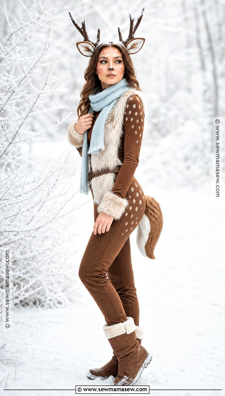 Winter Deer Costume With Faux Fur - 50 deer costume ideas