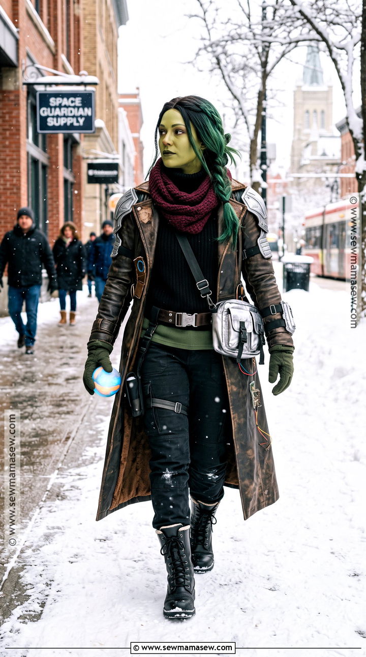 Winter Gamora Costume With Warm Layers - 35 gamora costume ideas