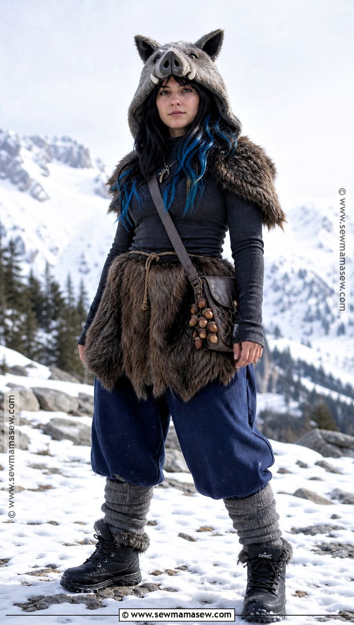 Winter Inosuke Cosplay With Faux Fur Cape - 30 Inosuke Cosplay Ideas for Females