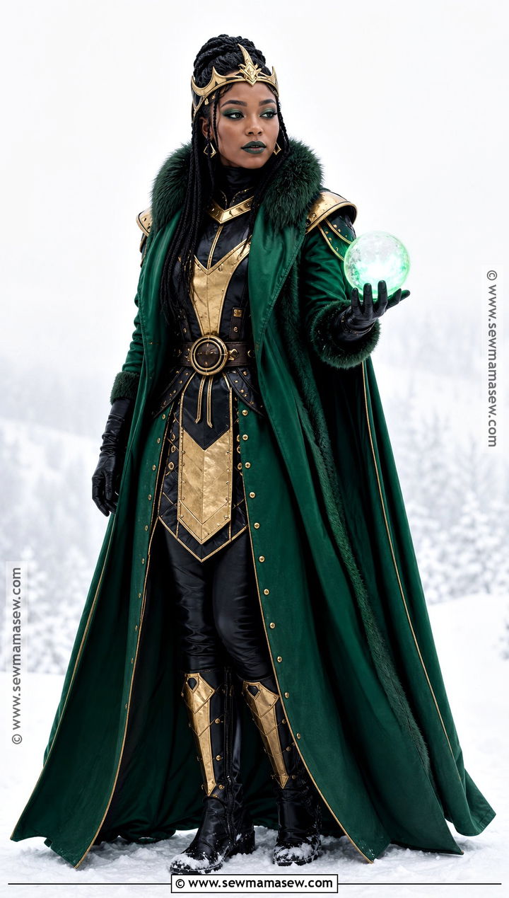 Winter Lady Loki Cosplay With Green Faux Fur - 30 lady loki cosplay ideas