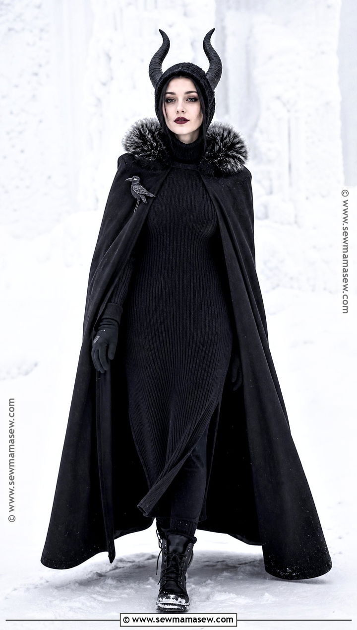 Winter Maleficent Costume With Faux Fur Collar - 50 maleficent costume ideas