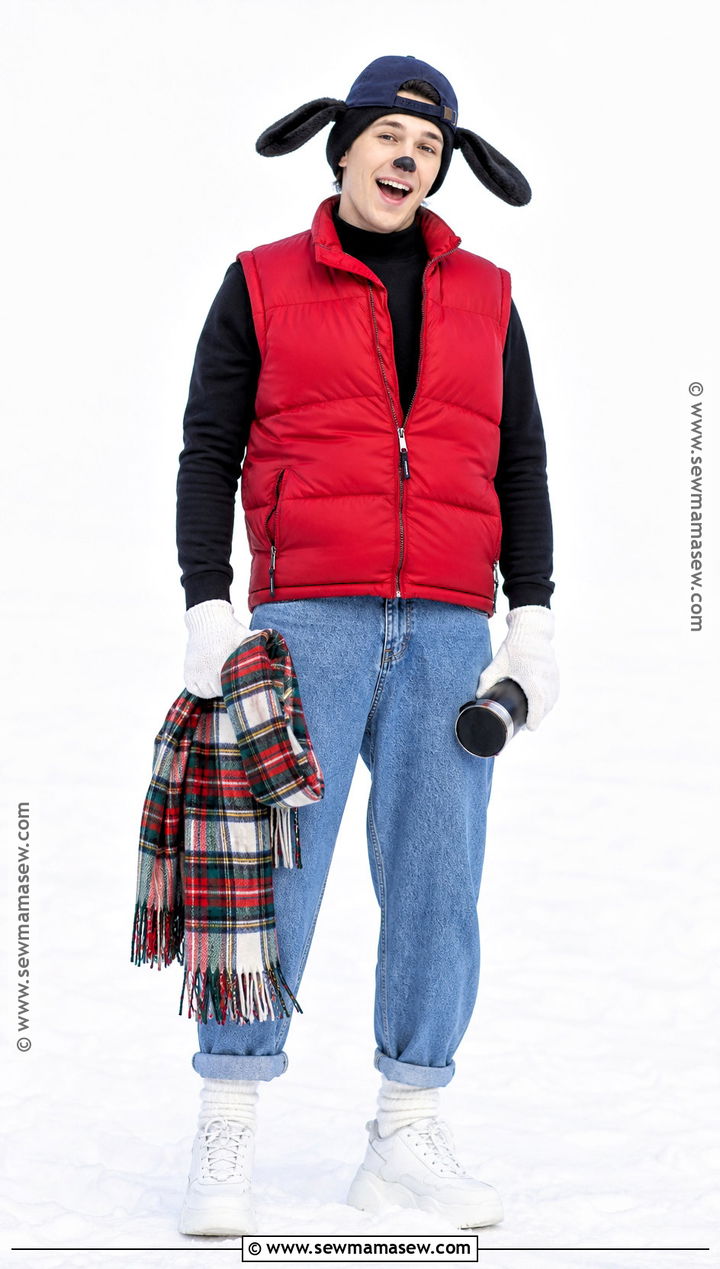 Winter Max Goof Costume With Red Puffer Vest - 40 max goofy costume ideas