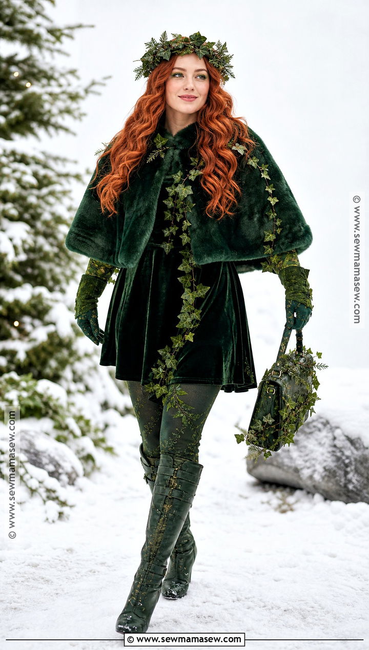 Winter Poison Ivy Costume With Faux Fur Cape - 50 poison ivy costume ideas
