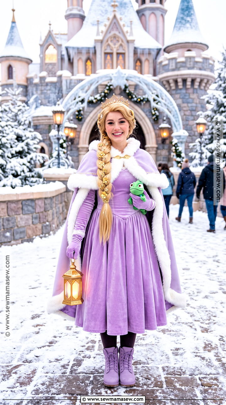 Winter Rapunzel Costume With Purple Cape - 40 repunzle costume idea