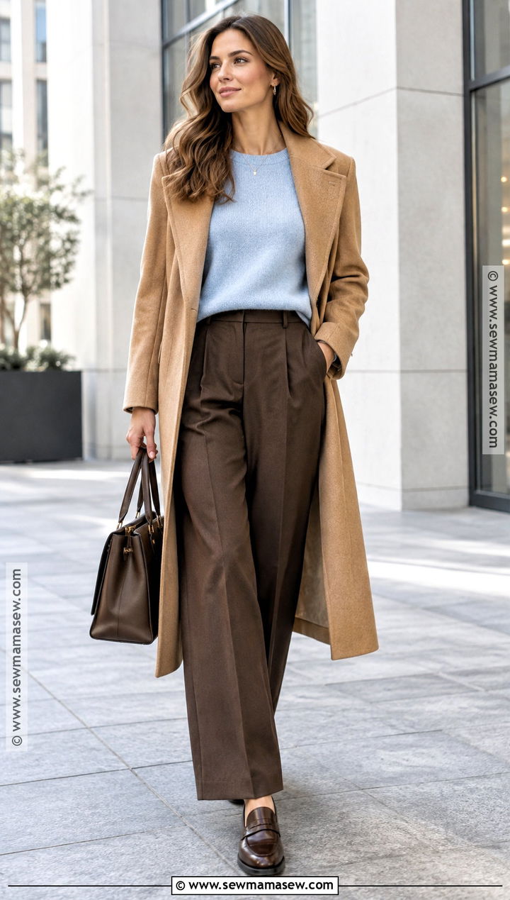Winter Sky Blue Sweater And Brown Pants Outfit - 15 fashion colors fall winter ideas 2026
