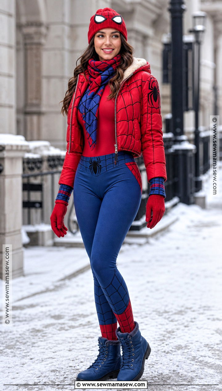 Winter Spider Man Costume With Puffer Jacket - 35 spider man costume ideas for women