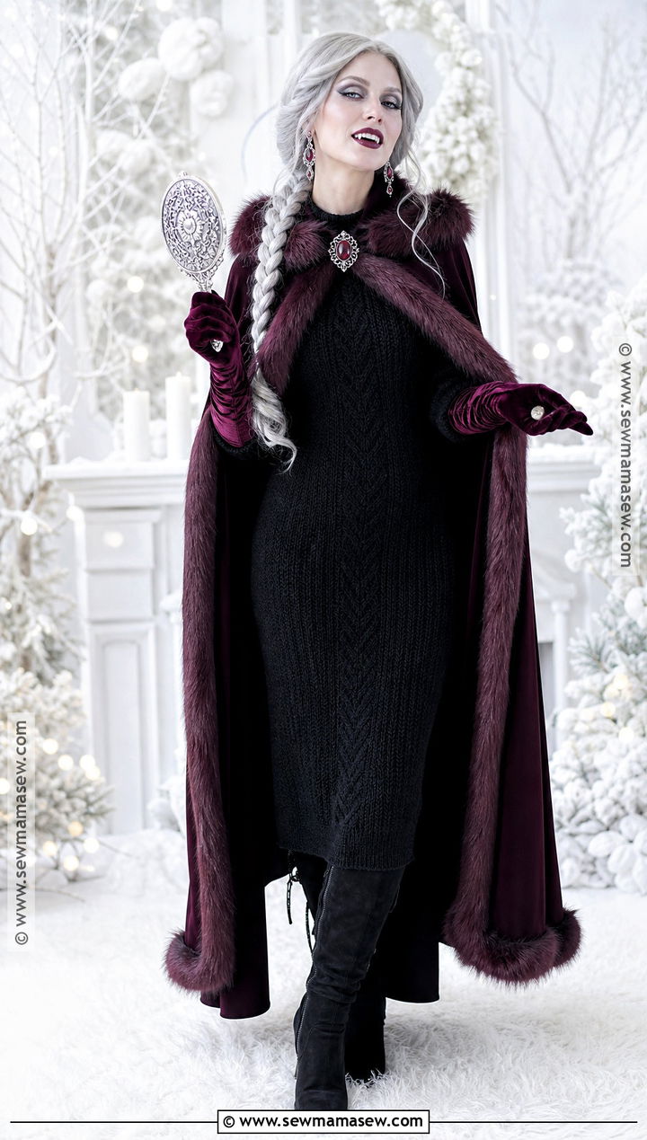 Winter Vampire Costume With Faux Fur Cape - 30 Halloween Vampire Costumes for Women