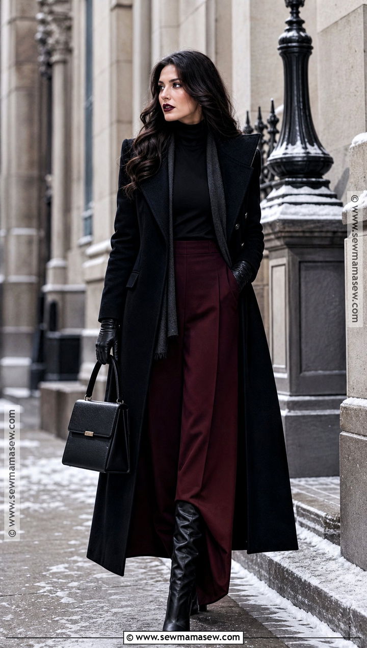 Winter Vampire Outfit With Long Coat - 30 female vampire outfit ideas