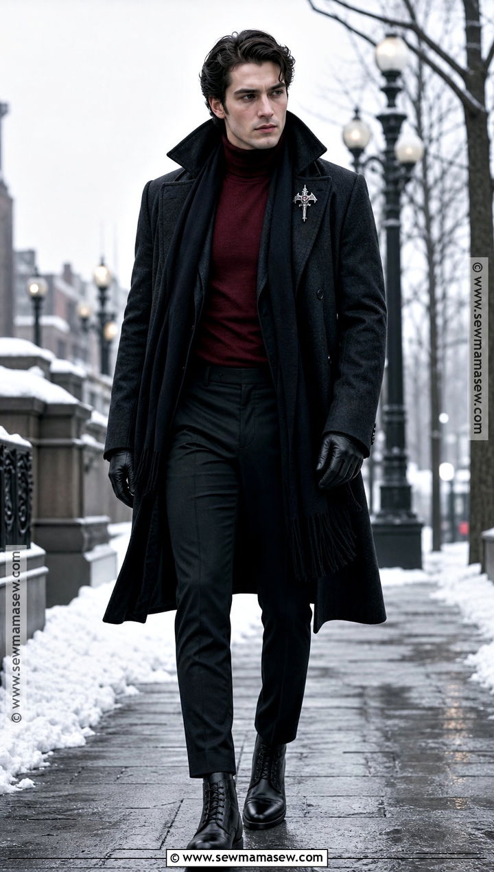 Winter Vampire Outfit With Wool Overcoat - 30 male vampire outfit ideas