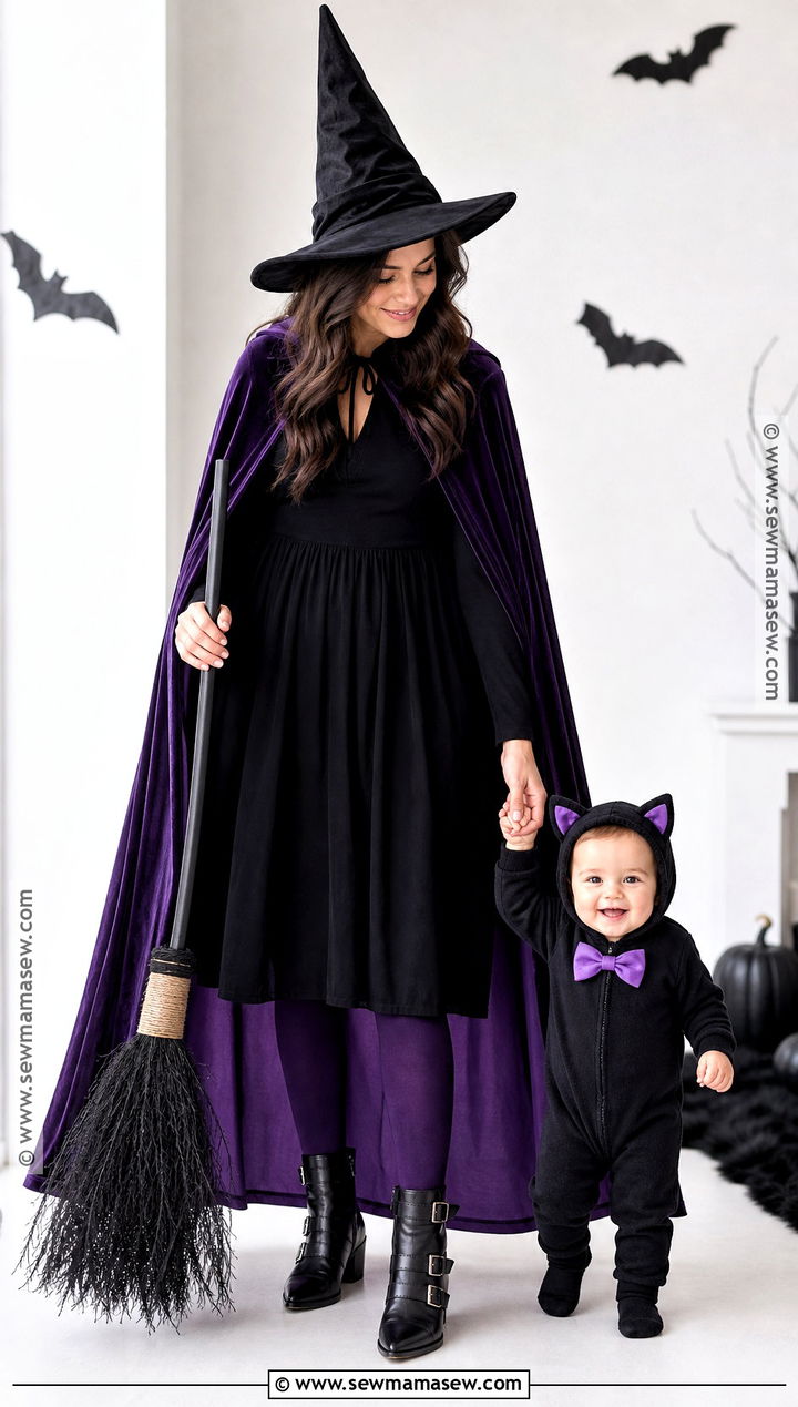 Witch And Baby Black Cat Costume - 35 mom and baby halloween costumes