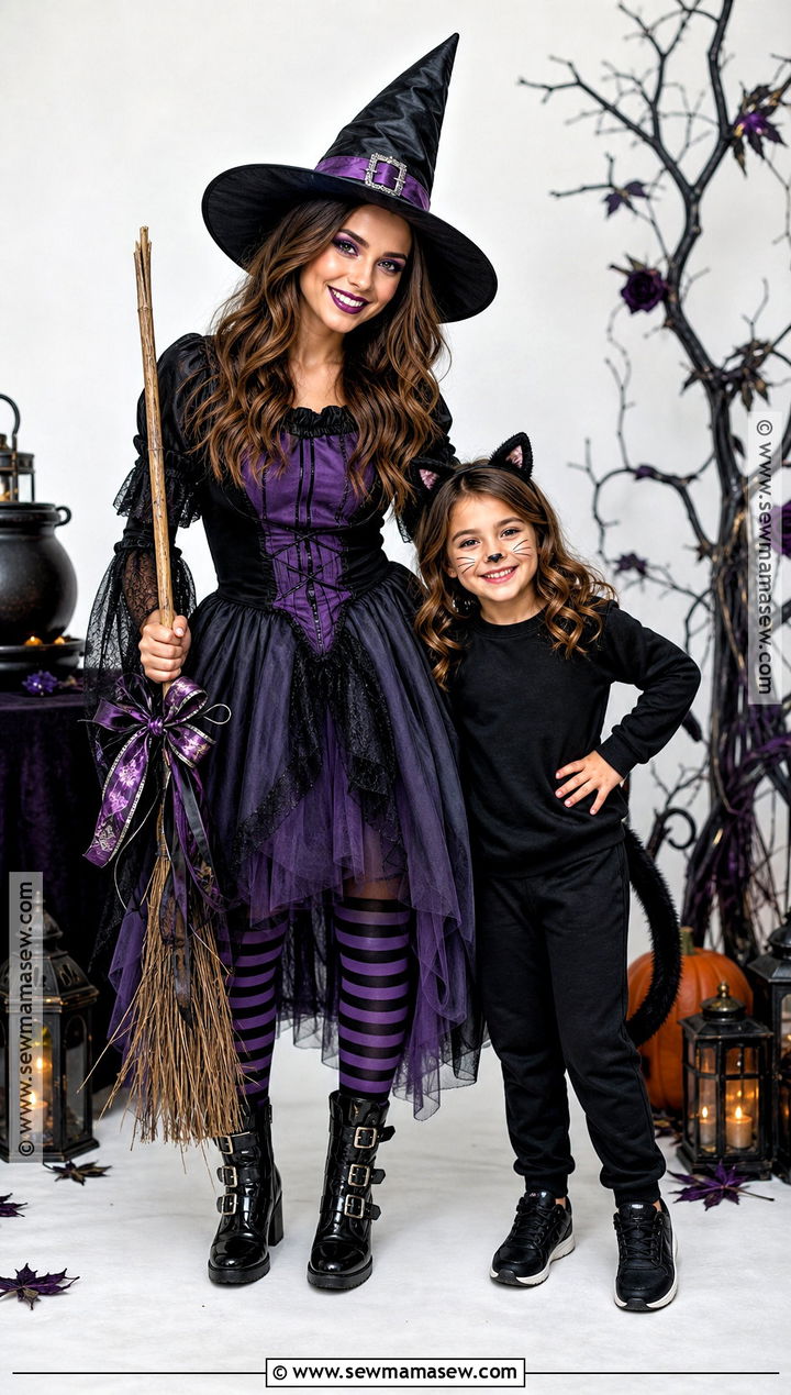 Witch And Black Cat Costume - 35 mommy and me halloween costumes