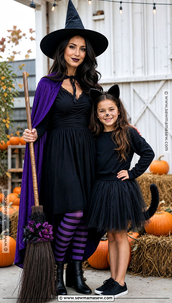 Witch And Black Cat Costume - 35 Mother Daughter Halloween Costumes