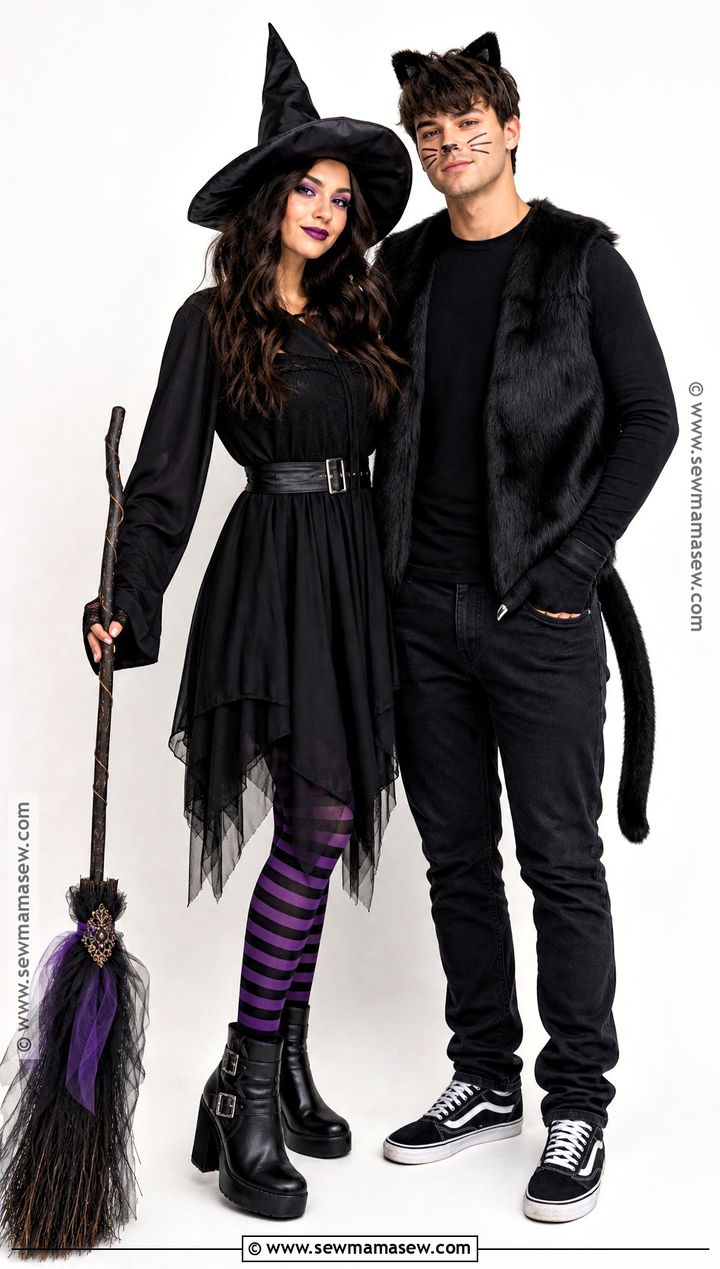 Witch And Black Cat Couple Costume - 30 couple outfits halloween