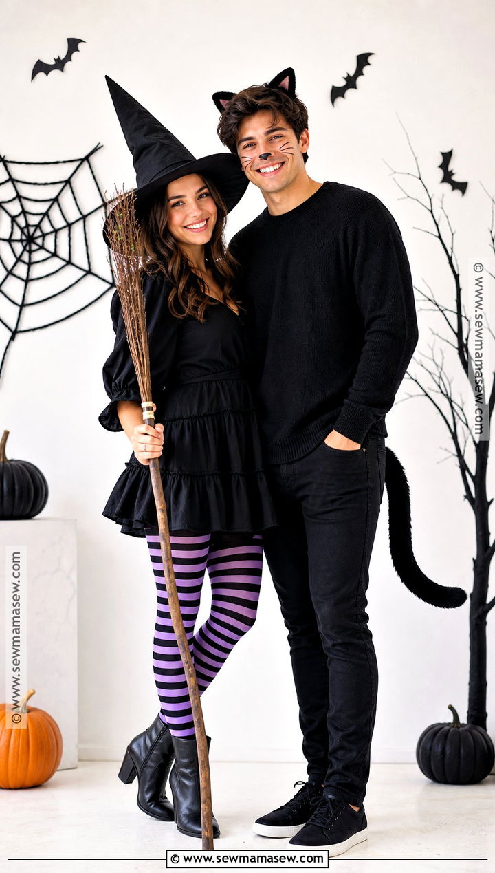 Witch And Black Cat Couple Costume - 40 easy couple costumes