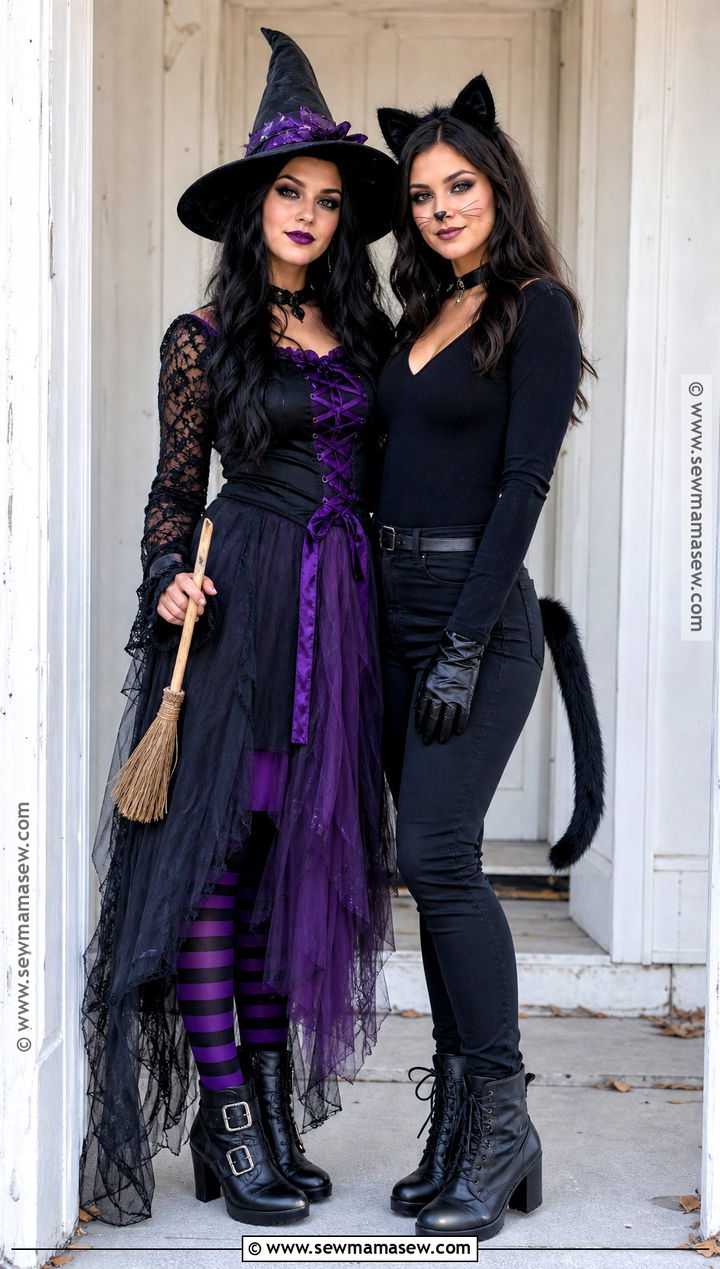 Witch And Black Cat Couple Costume - 40 iconic halloween costumes for couples