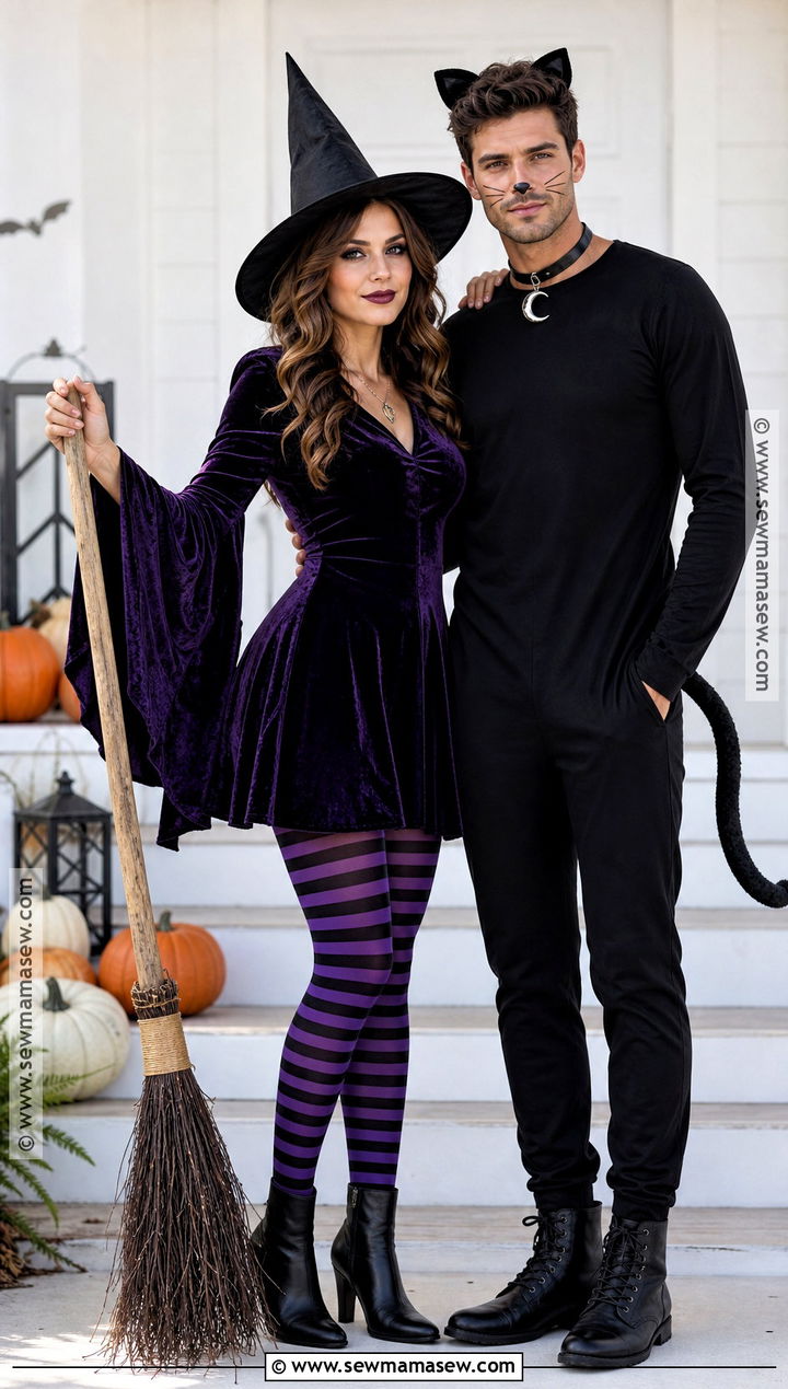 Witch And Black Cat Couple Costume - 45 witch halloween costume ideas