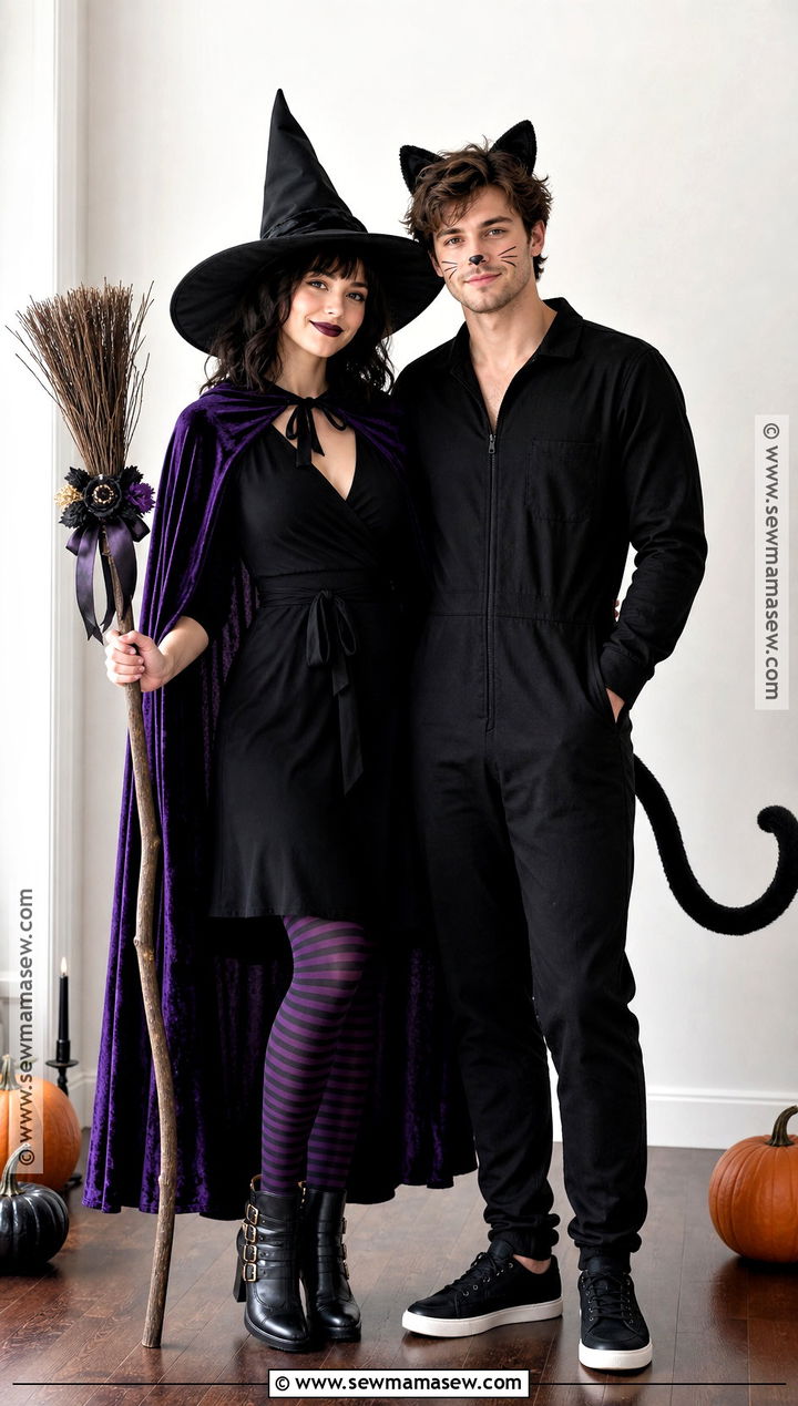 Witch And Black Cat Couple Costume - 50 couples costume ideas