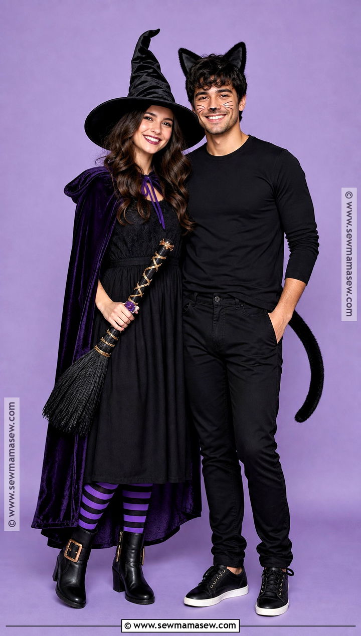 Witch And Black Cat Couple Costume - 30 couple costumes cute
