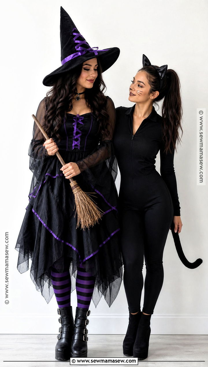 Witch And Black Cat Duo Costume - 35 easy duo halloween costumes