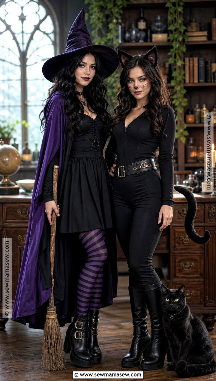 Witch And Black Cat Duo Costume - 40 halloween costume duo ideas