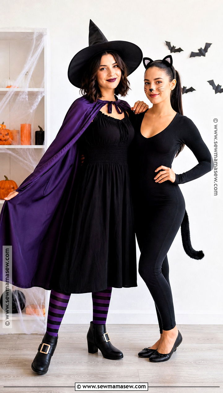 Witch And Black Cat Friend Costume - 30 friend halloween costumes two